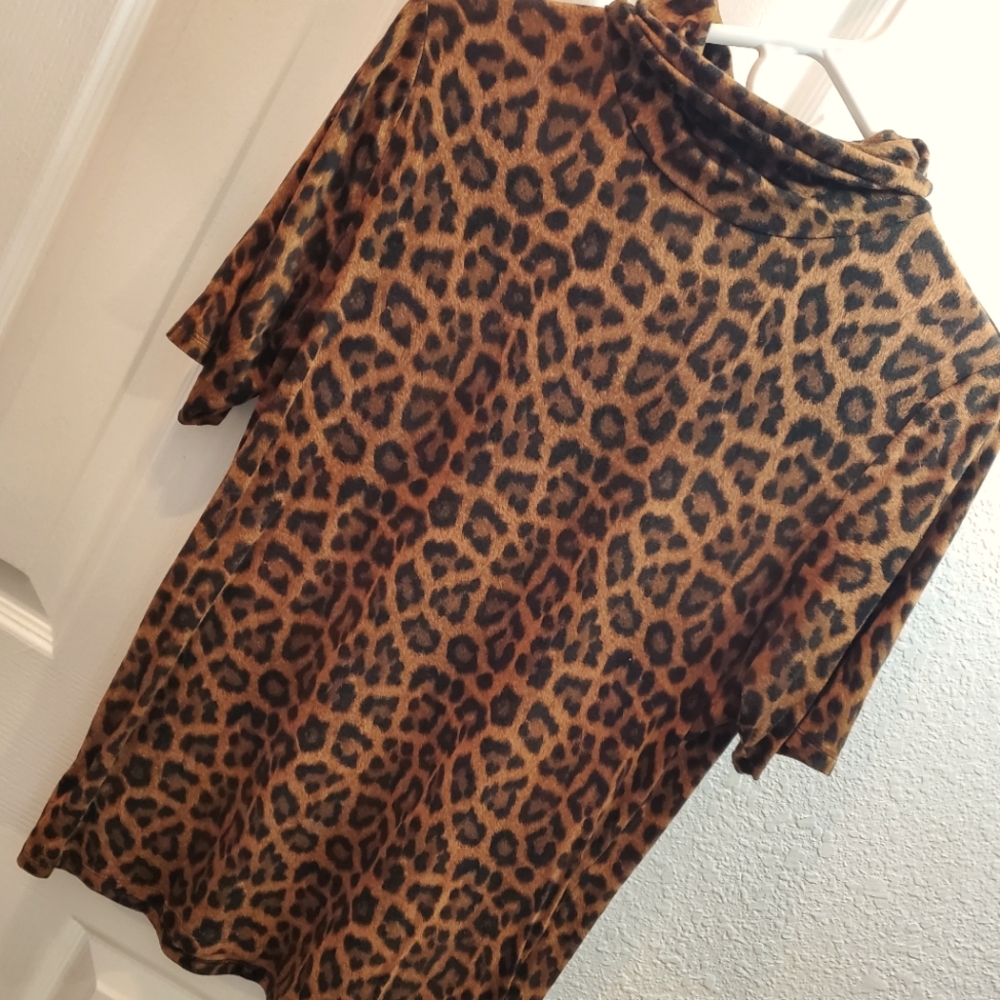 Michael Kors Mock Neck Leopard Blouse